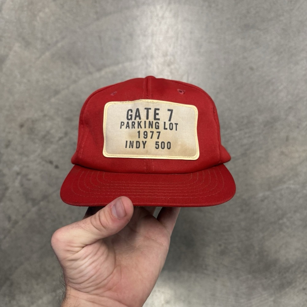 Vintage 70's Indy 500 Gate 7 Parking Lot Crew Snapback Hat Indianapolis Red